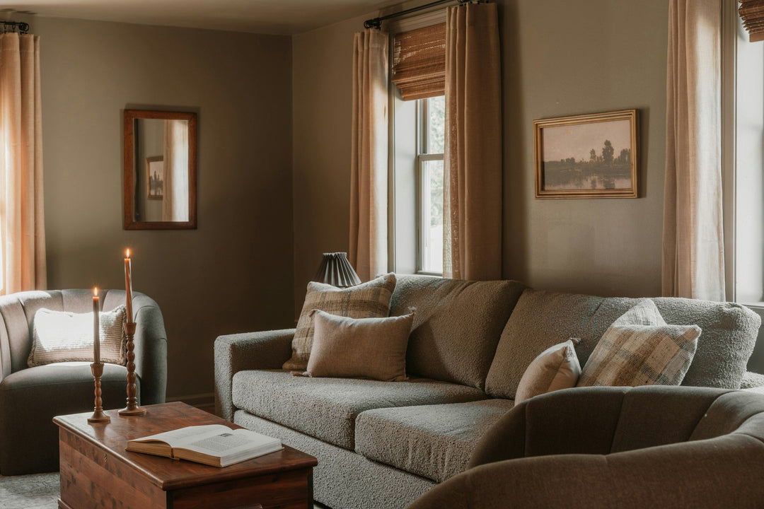 Herbst Wohnzimmer Kerzen Sofa warmes Licht