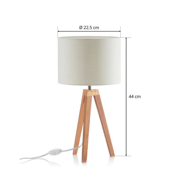 Markslöjd Kullen Tischleuchte – Eiche/Weiß, 44 cm, E14-Fassung, Holzfuß & Stoffschirm