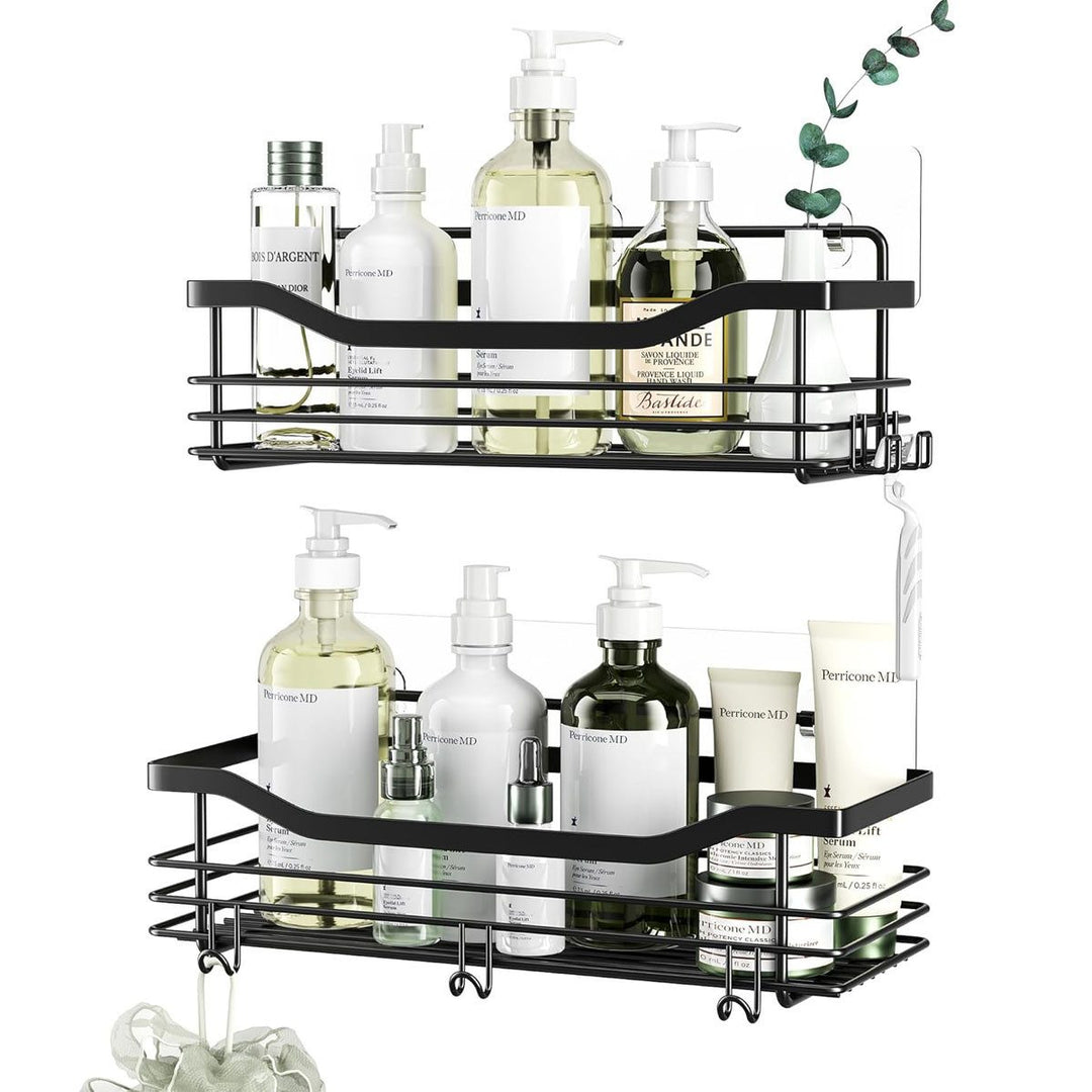 Duschregal ohne Bohren – 2er-Set aus Edelstahl mit 5 Haken