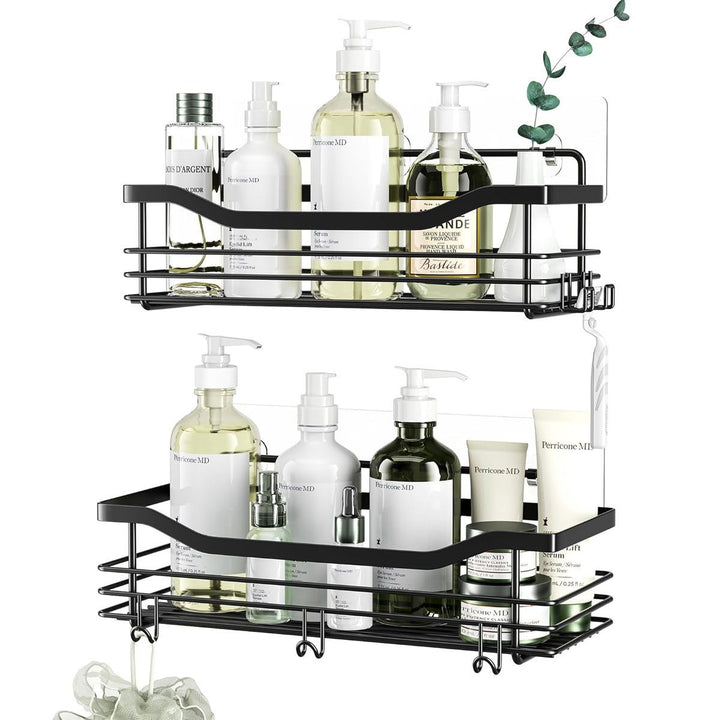 Duschregal ohne Bohren – 2er-Set aus Edelstahl mit 5 Haken