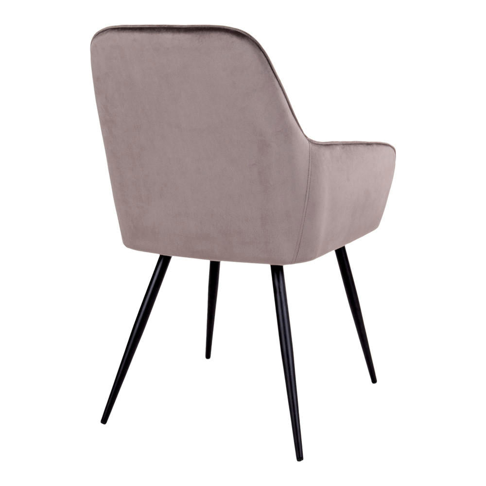 House Nordic Stuhl Harbo – 2er-Set, Grau/Schwarz, Samtbezug, Metallgestell