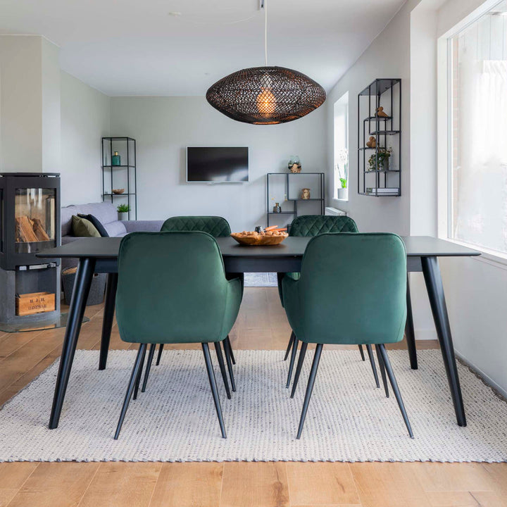 House Nordic Stuhl Harbo – 2er-Set, Grau/Schwarz, Samtbezug, Metallgestell