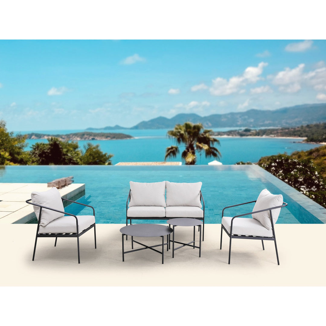 COCON Origlio Loungeset – 4‑Sitzer Gartenmöbel in Beige/Schwarz