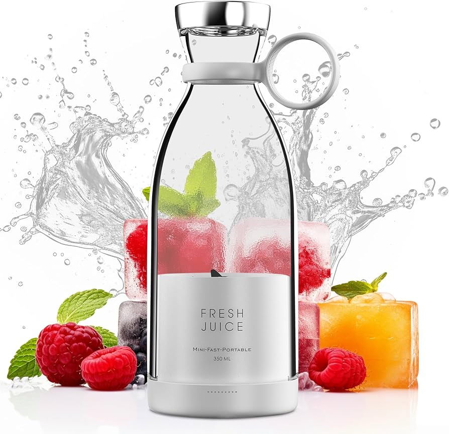 Fresh Juice Smoothie2Go – Tragbarer Smoothie Maker 350ml, 4 Klingen, USB aufladbar, Mini-Mixer für unterwegs