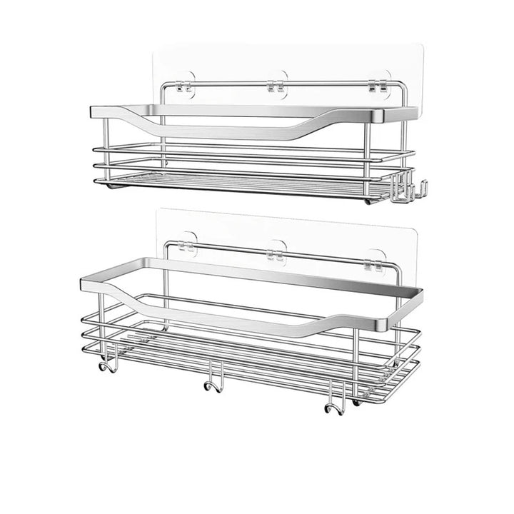 Duschregal ohne Bohren – 2er-Set aus Edelstahl mit 5 Haken