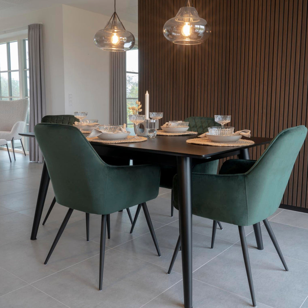 House Nordic Stuhl Harbo – 2er-Set, Grau/Schwarz, Samtbezug, Metallgestell