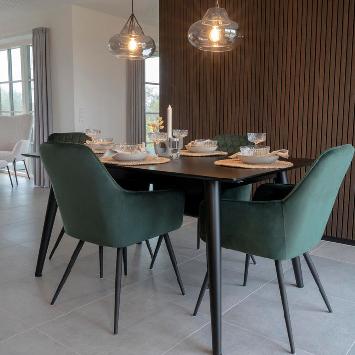 House Nordic Stuhl Harbo – 2er-Set, Grau/Schwarz, Samtbezug, Metallgestell