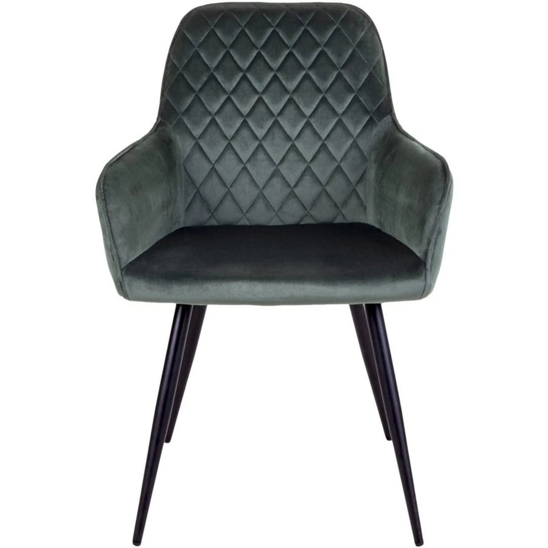 House Nordic Stuhl Harbo – 2er-Set, Grau/Schwarz, Samtbezug, Metallgestell