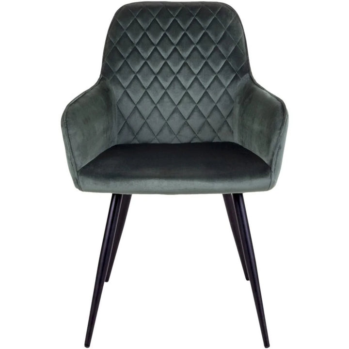 House Nordic Stuhl Harbo – 2er-Set, Grau/Schwarz, Samtbezug, Metallgestell