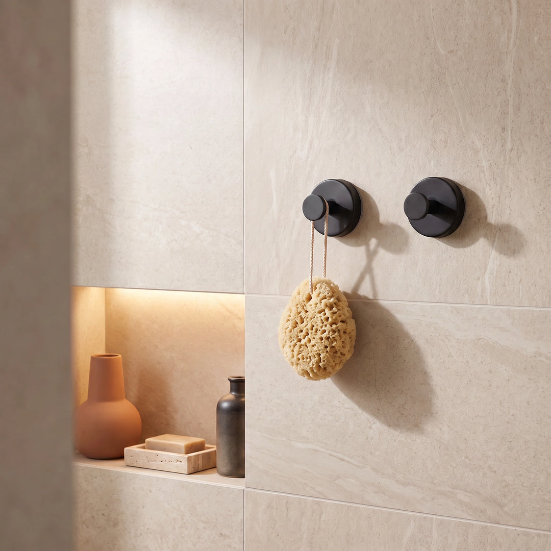 Ensemble d'accessoires de salle de bain noir sans perçage – 6 pièces
