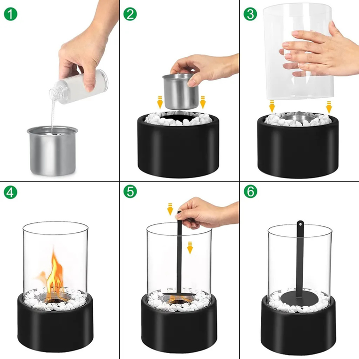Tischkamin für Bioethanol 16 x 26.5 cm In- und Outdoor Dekofeuer
