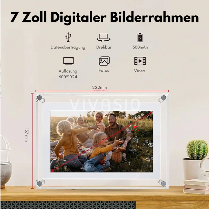 Digitaler Bilderrahmen Fotorahmen aus Acryl mit Videofunktion - Weiss