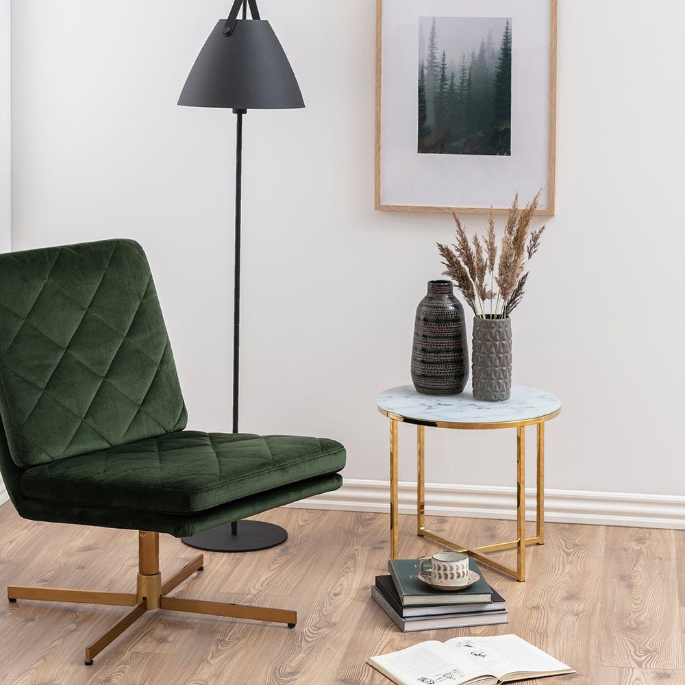 AC Design Couchtisch Alisma Ø 50 x 42 cm, Gold/Weiss