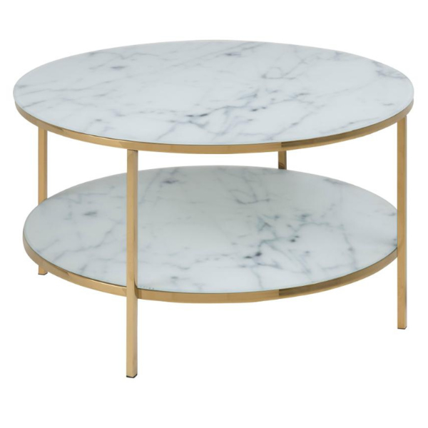 AC Design Couchtisch Alisma Ø 80 x 45 cm, Gold/Weiss