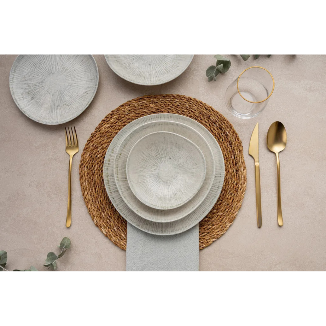 Hermia Geschirr-Set Beige/Grau – 24-teilig, Porzellan