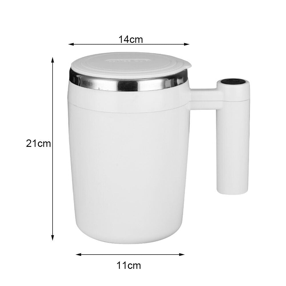 Selbstrührender Becher 380 ml – Automatische Edelstahl-Kaffeetasse mit Deckel für Kaffee, Tee, Kakao, Milch und Shakes