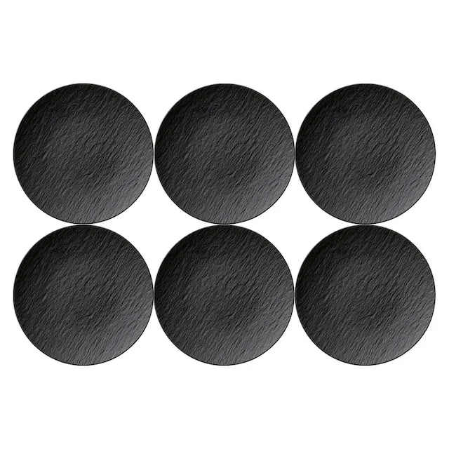 Villeroy & Boch Speiseteller Manufacture Rock Ø 25 cm, 6 Stück, Schwarz