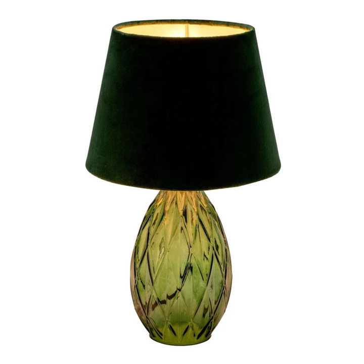 Pauleen Tischleuchte Crystal Velvet Grün – Samt Design Tischlampe E14