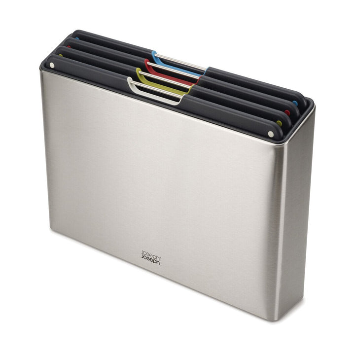 Joseph Joseph Schneidebrett-Set Folio Steel – 4-teilig, Edelstahlcase