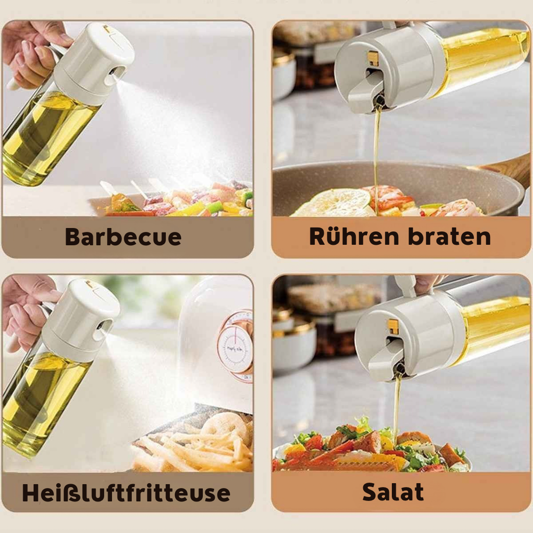 Ölsprüher 550ml – Öl Sprühflasche zum Sprühen & Gießen, Ölspray für Heißluftfritteuse, Kochen, Backen, Grillen & Salat