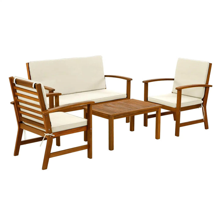 COCON Lausanne Loungeset – 4‑Sitzer Gartenmöbel in Braun/Weiss