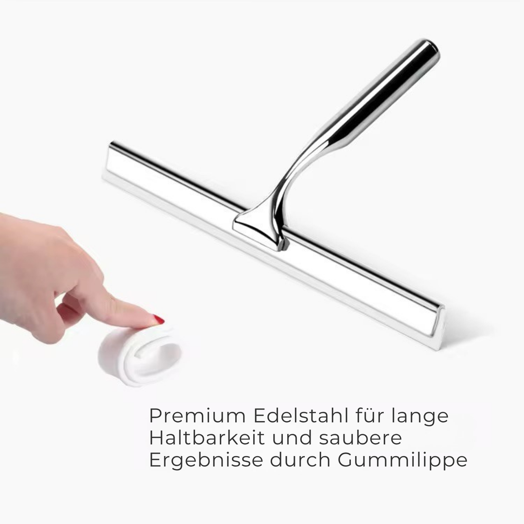 Duschabzieher aus Edelstahl – streifenfrei, rostfrei, mit Saughalterung