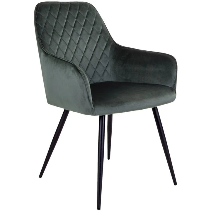 House Nordic Stuhl Harbo – 2er-Set, Grau/Schwarz, Samtbezug, Metallgestell