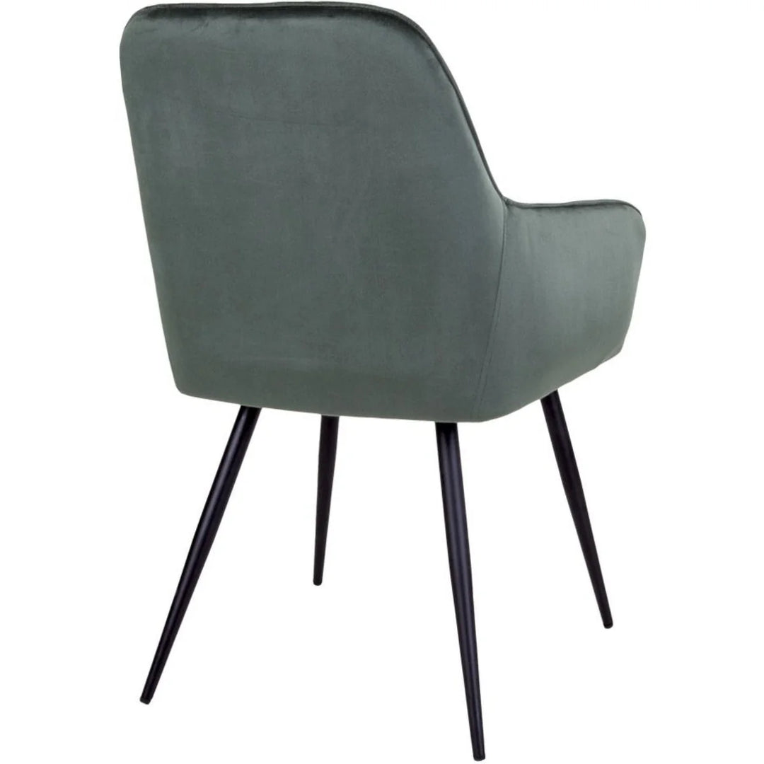 House Nordic Stuhl Harbo – 2er-Set, Grau/Schwarz, Samtbezug, Metallgestell