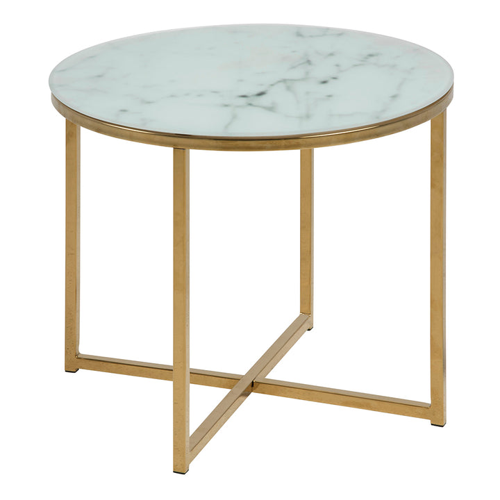 AC Design Couchtisch Alisma Ø 50 x 42 cm, Gold/Weiss