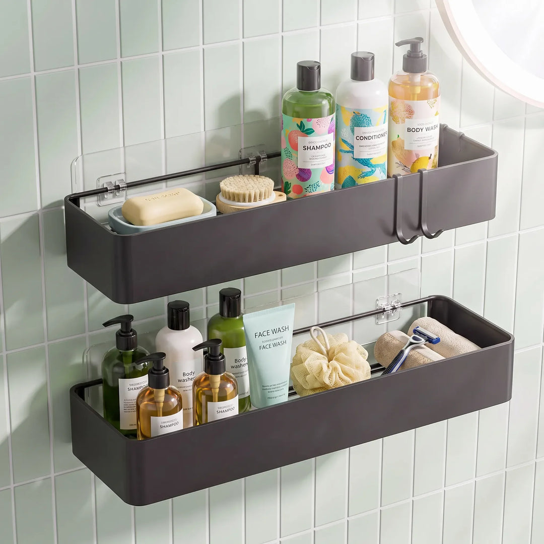 Ensemble d'accessoires de salle de bain noir sans perçage – 6 pièces