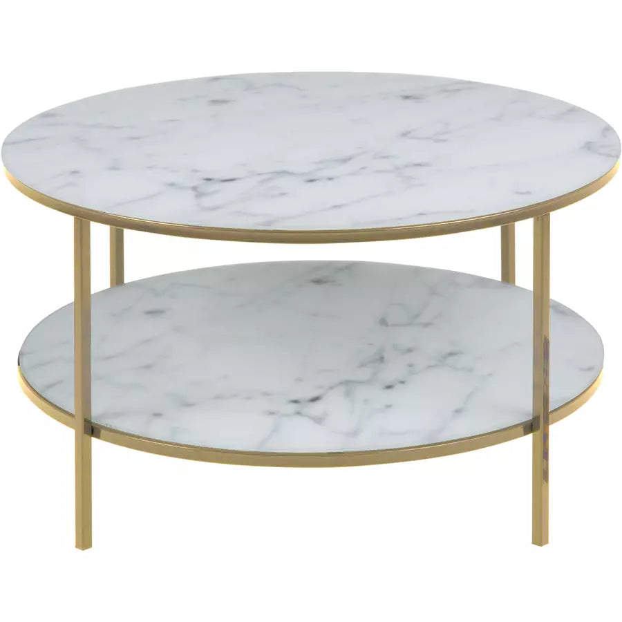 AC Design Couchtisch Alisma Ø 80 x 45 cm, Gold/Weiss