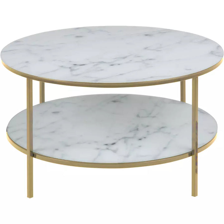 AC Design Couchtisch Alisma Ø 80 x 45 cm, Gold/Weiss