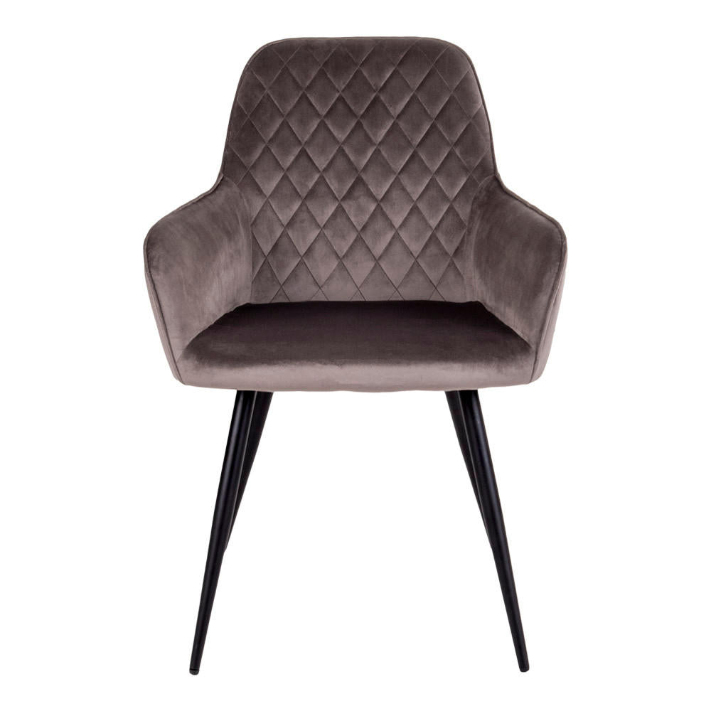 House Nordic Stuhl Harbo – 2er-Set, Grau/Schwarz, Samtbezug, Metallgestell