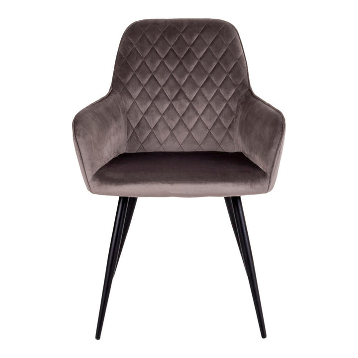 House Nordic Stuhl Harbo – 2er-Set, Grau/Schwarz, Samtbezug, Metallgestell