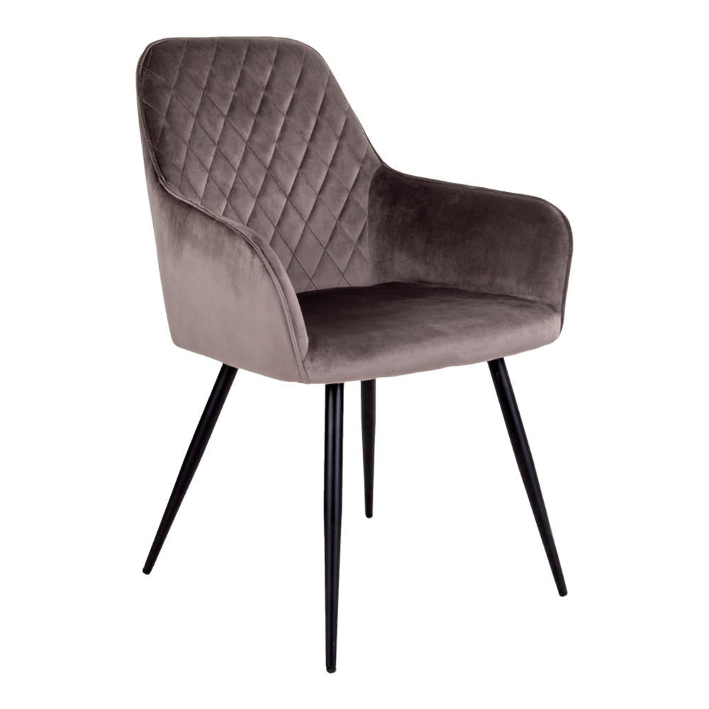 House Nordic Stuhl Harbo – 2er-Set, Grau/Schwarz, Samtbezug, Metallgestell