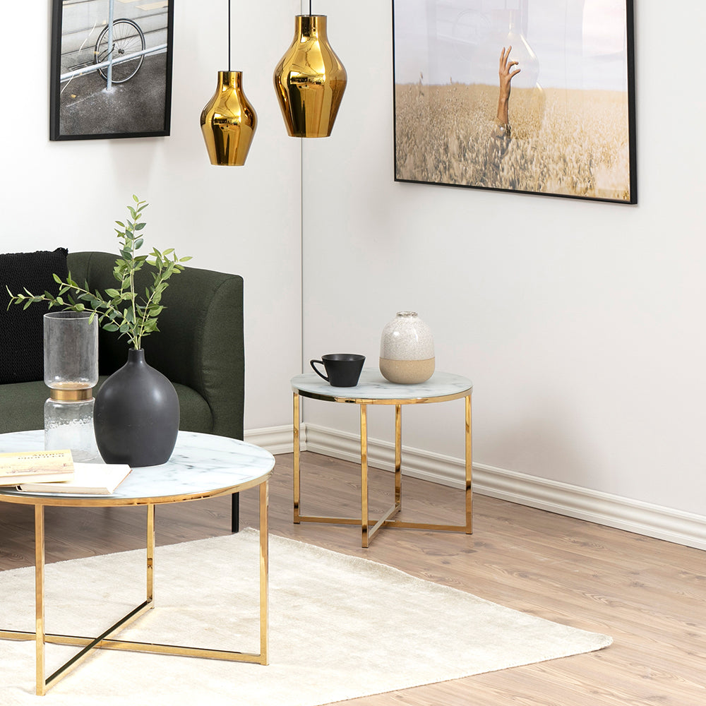 AC Design Couchtisch Alisma Ø 50 x 42 cm, Gold/Weiss
