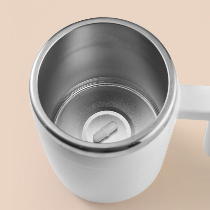 Selbstrührender Becher 380 ml – Automatische Edelstahl-Kaffeetasse mit Deckel für Kaffee, Tee, Kakao, Milch und Shakes