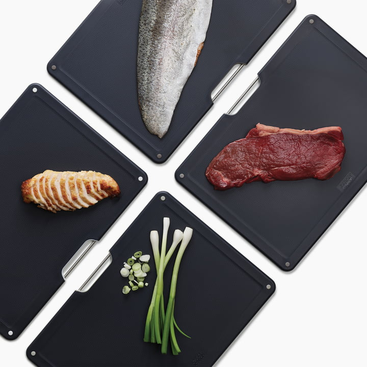 Joseph Joseph Schneidebrett-Set Folio Steel – 4-teilig, Edelstahlcase