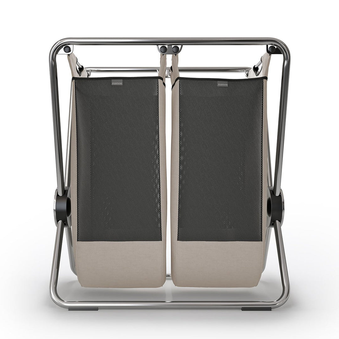 Simplehuman Wäschekorb mit X-Rahmen – 2 x 70 l, Beige, Doppelkorb mit Deckel