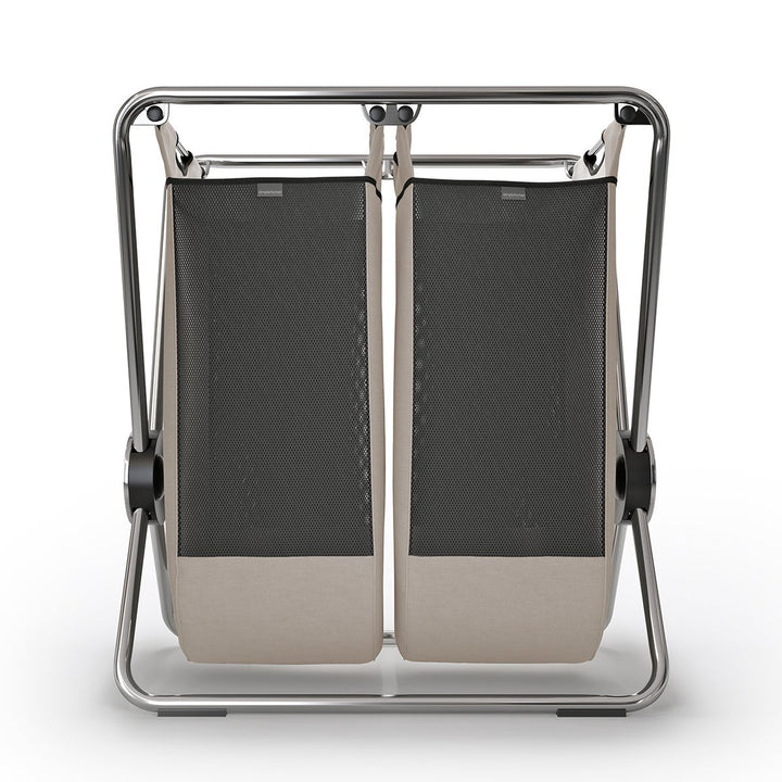 Simplehuman Wäschekorb mit X-Rahmen – 2 x 70 l, Beige, Doppelkorb mit Deckel