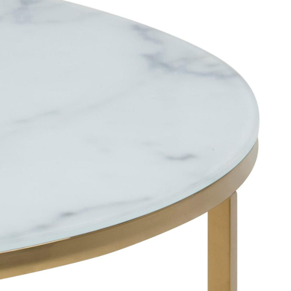 AC Design Couchtisch Alisma Ø 80 x 45 cm, Gold/Weiss