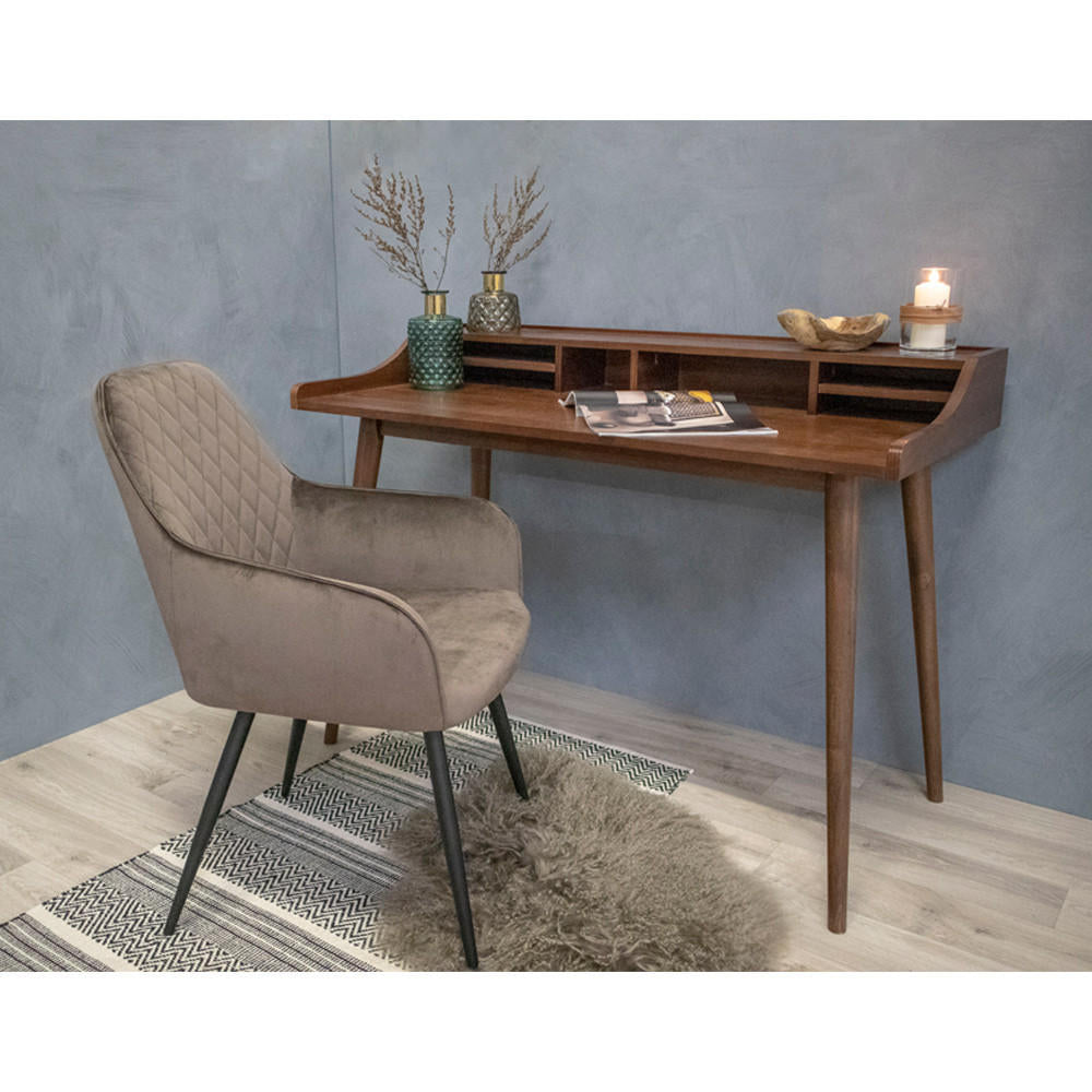 House Nordic Stuhl Harbo – 2er-Set, Grau/Schwarz, Samtbezug, Metallgestell