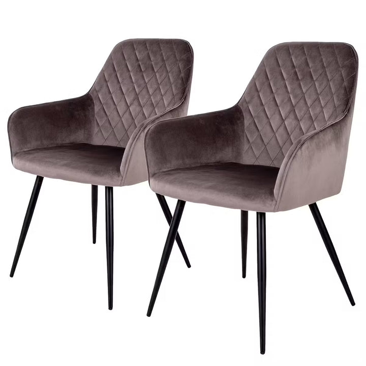 House Nordic Stuhl Harbo – 2er-Set, Grau/Schwarz, Samtbezug, Metallgestell