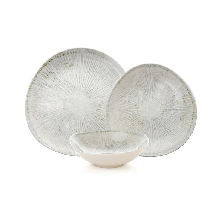 Hermia Geschirr-Set Beige/Grau – 24-teilig, Porzellan
