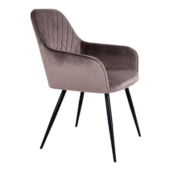 House Nordic Stuhl Harbo – 2er-Set, Grau/Schwarz, Samtbezug, Metallgestell