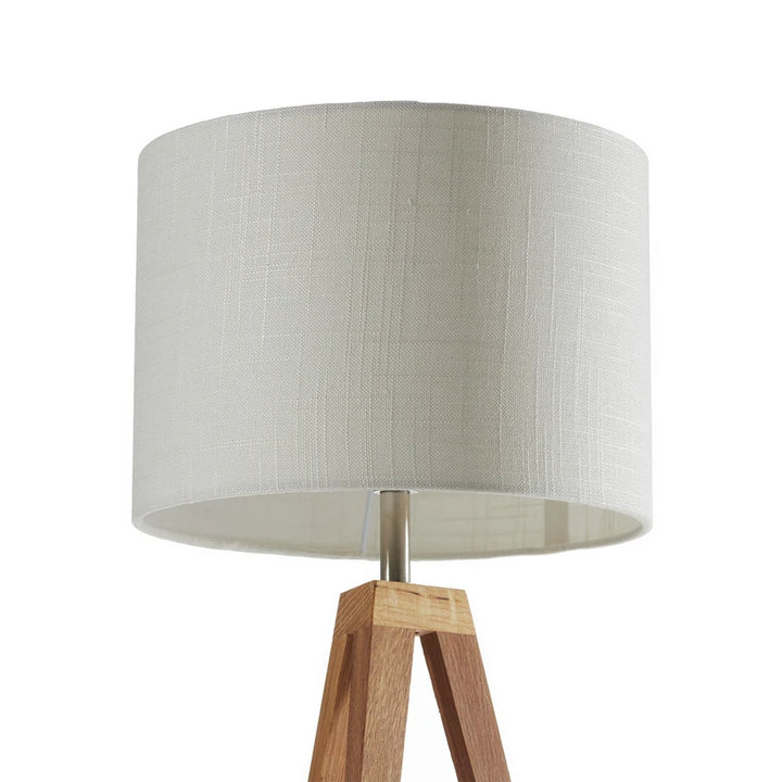 Markslöjd Kullen Tischleuchte – Eiche/Weiß, 44 cm, E14-Fassung, Holzfuß & Stoffschirm