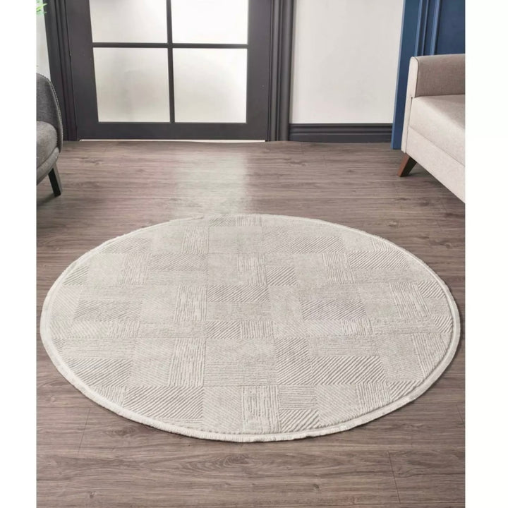 Conceptum Hypnose Teppich Leo 2969 – Rundteppich Ø 120 cm in Beige