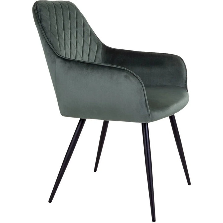 House Nordic Stuhl Harbo – 2er-Set, Grau/Schwarz, Samtbezug, Metallgestell