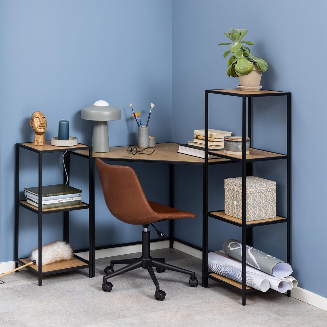 AC Design Regal Seaford, Schwarz/Wildeiche, neben Schreibtisch