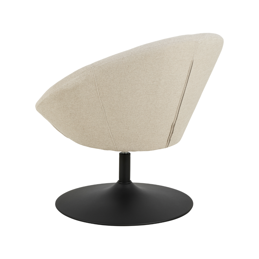 Seitenprofil des AC Design Sessel Center Beige mit schwarzem Drehgestell